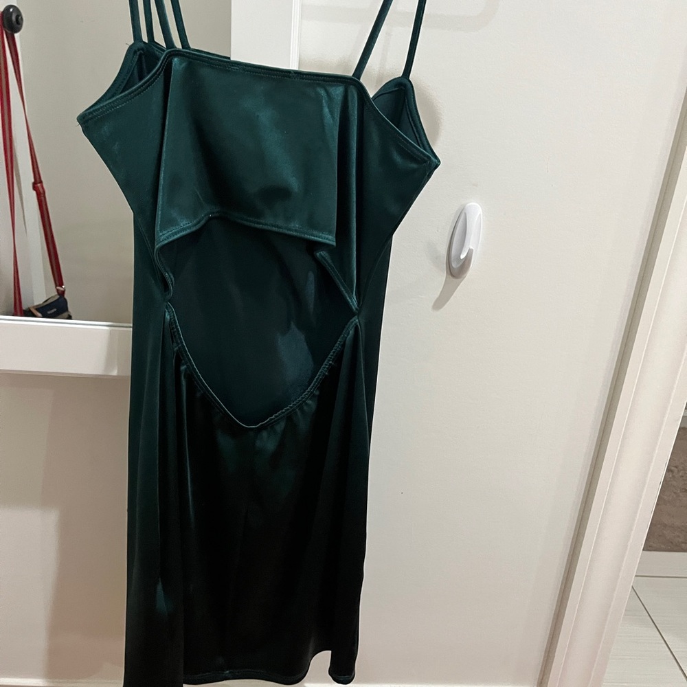Emerald Green Basic Dress With Open Back. Spaghet… - image 2